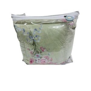 Simply Shabby Chic Blush Beauty Green Bouquet Rose Ruffle Duvet Set‎ Full/Queen